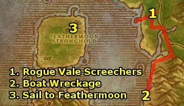 Take the boat back to the mainland. Kill Rogue Vale Screechers and use 