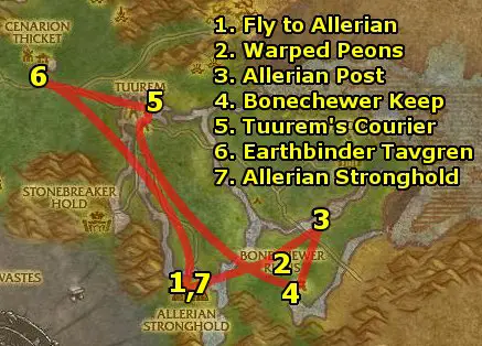 Fly to Allerian Stronghold . Turn in: